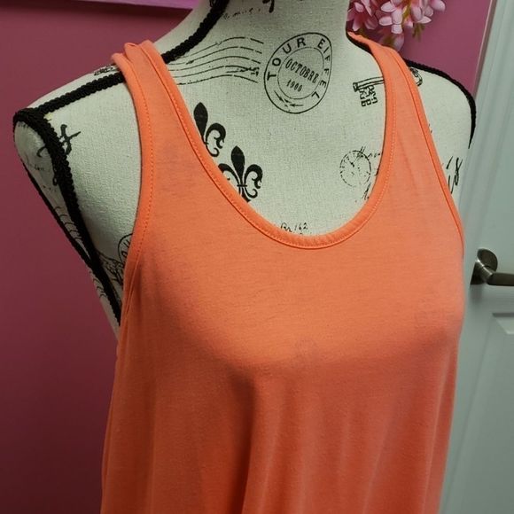 G21 💟 Tangerine Long Racertop Tank Top - Picture 5 of 7